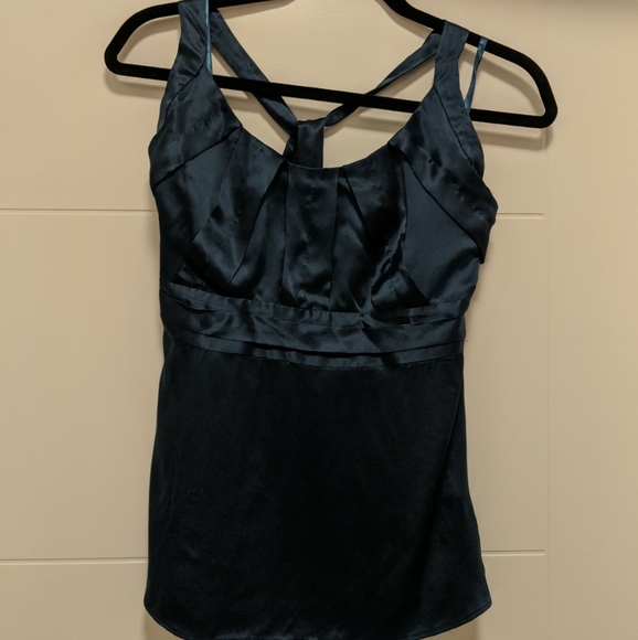 Peacock blue silk halter top - Picture 2 of 3